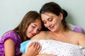 Mother And Daughter Adore Newborn Royalty Free Stock Photo